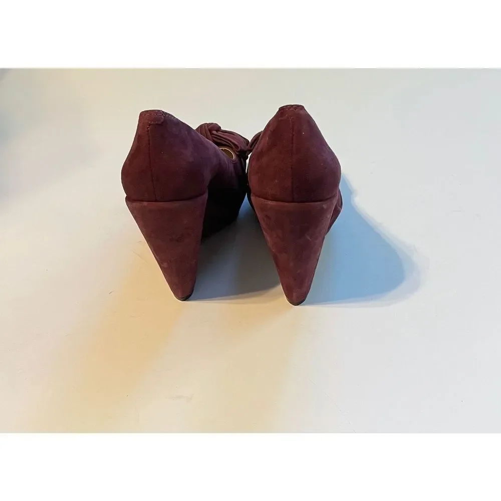 Enzo Angiolini Suede Leather Wedge Heels with Bow - Picture 15 of 16